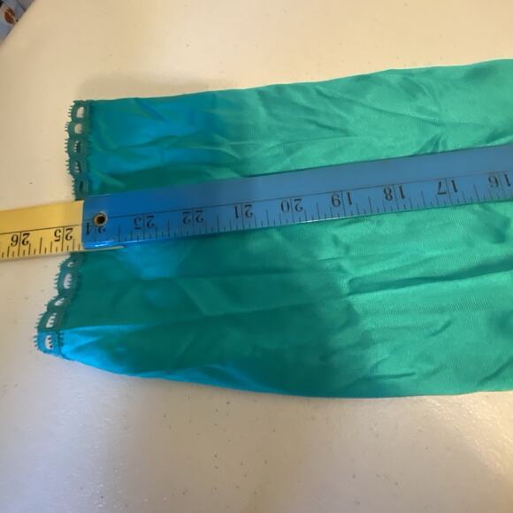 Vtg VanityFair Nightgown Robe Peignoir 2PC Set Nylon Lace Turquoise USA Fairy M - Picture 4 of 14